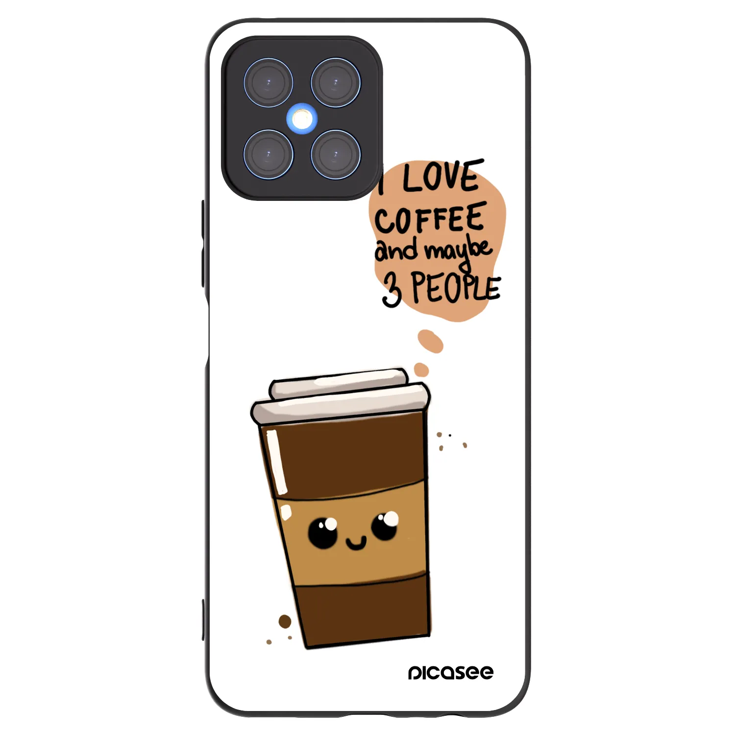Picasee crna silikonska maskica za Honor X8 4G - Cute coffee