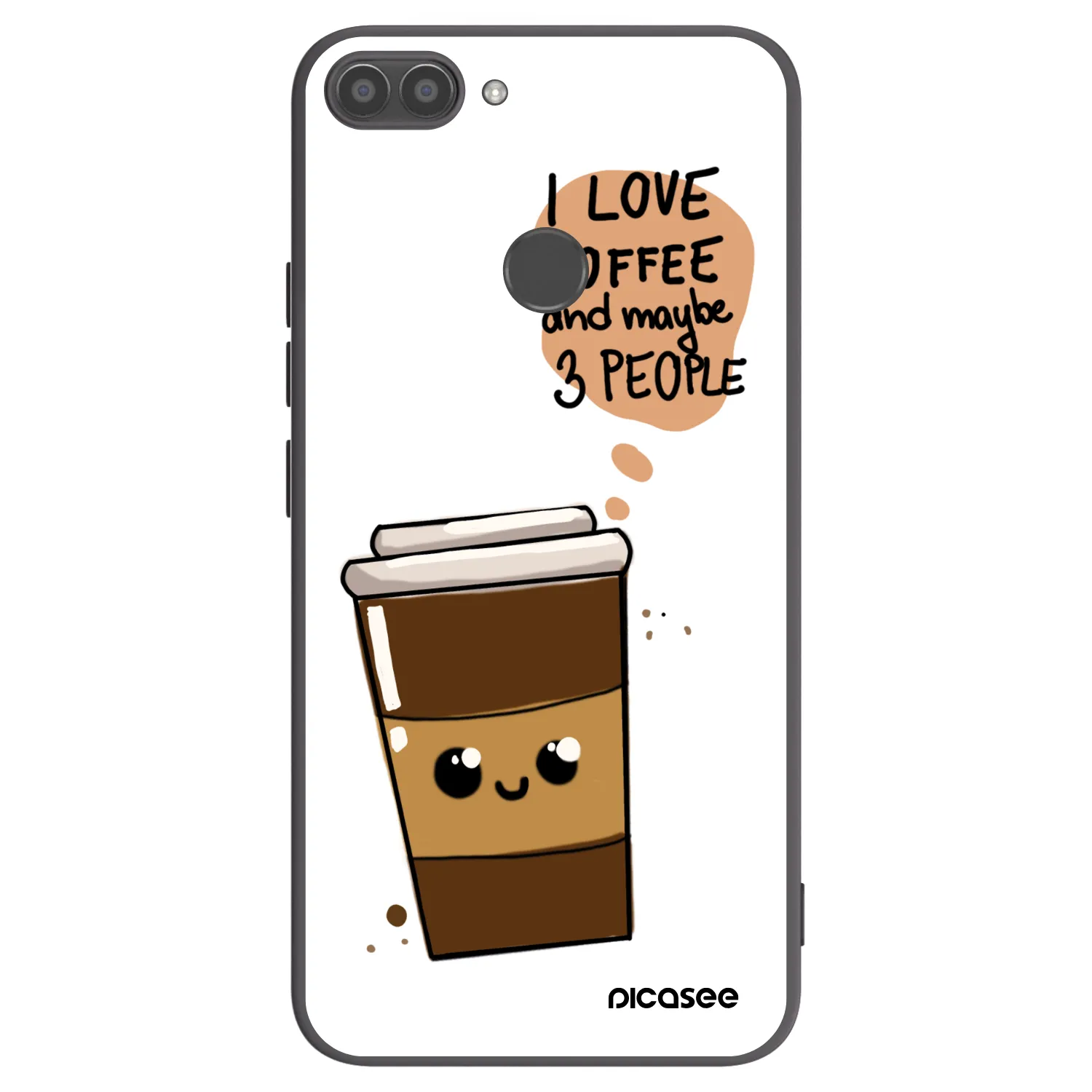 Picasee crna silikonska maskica za Huawei P Smart - Cute coffee