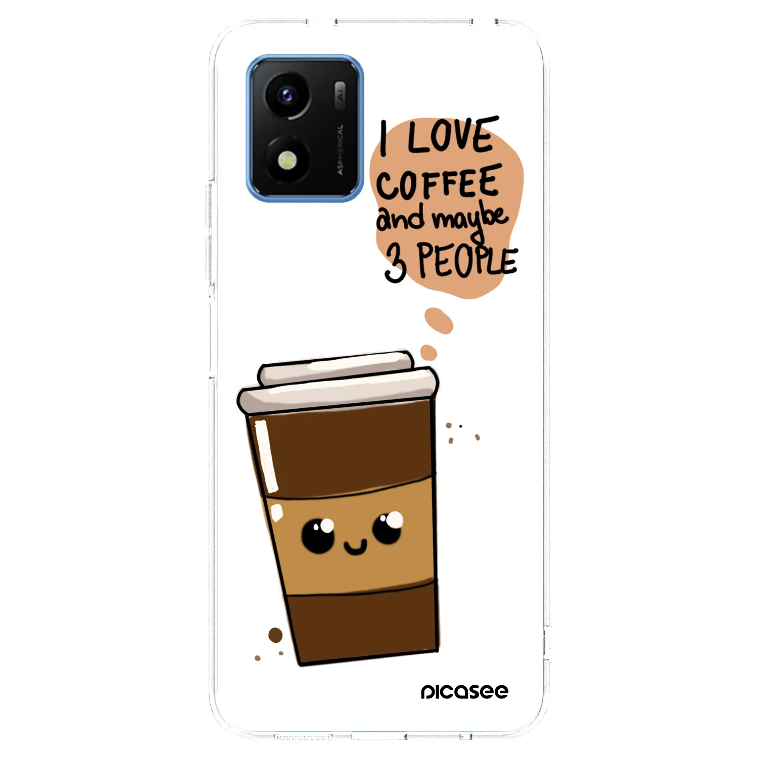 Picasee silikonska prozirna maskica za Vivo Y01 - Cute coffee