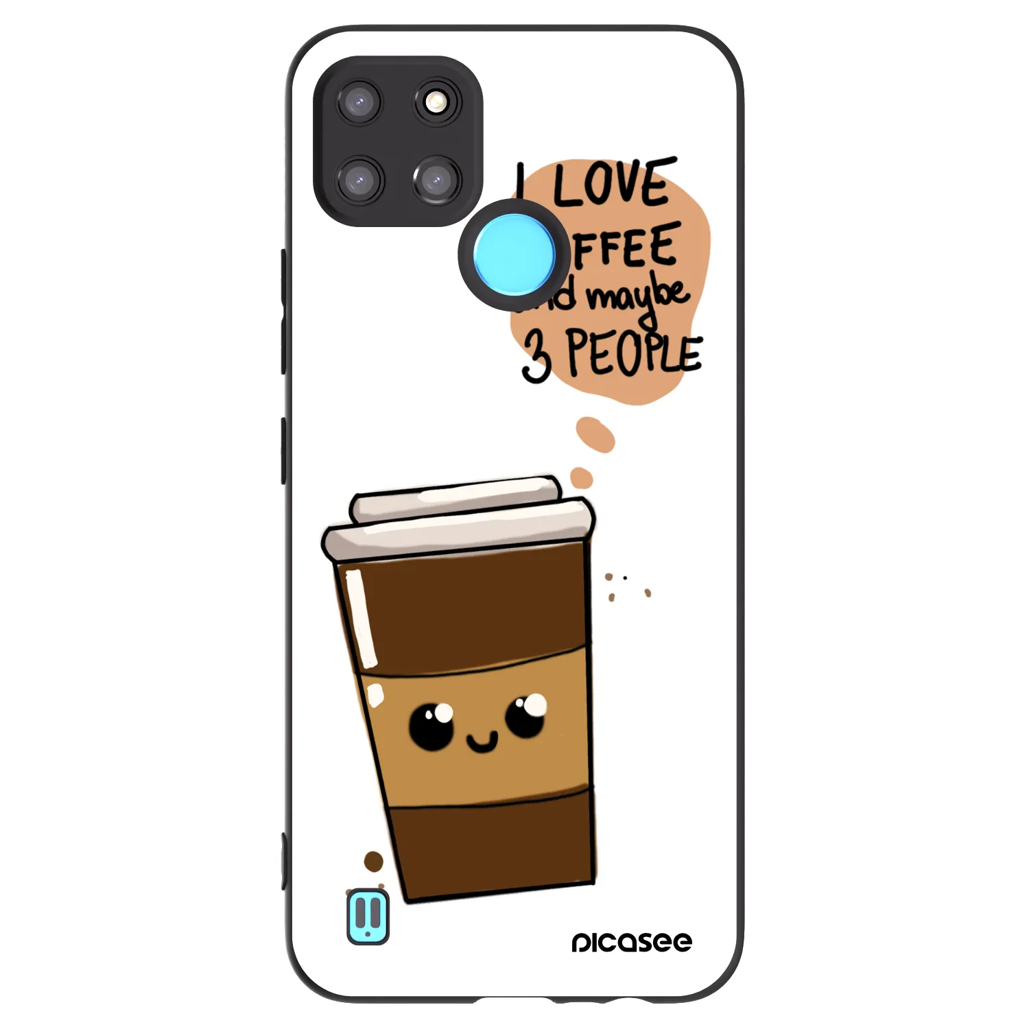 Picasee crna silikonska maskica za Realme C21Y - Cute coffee