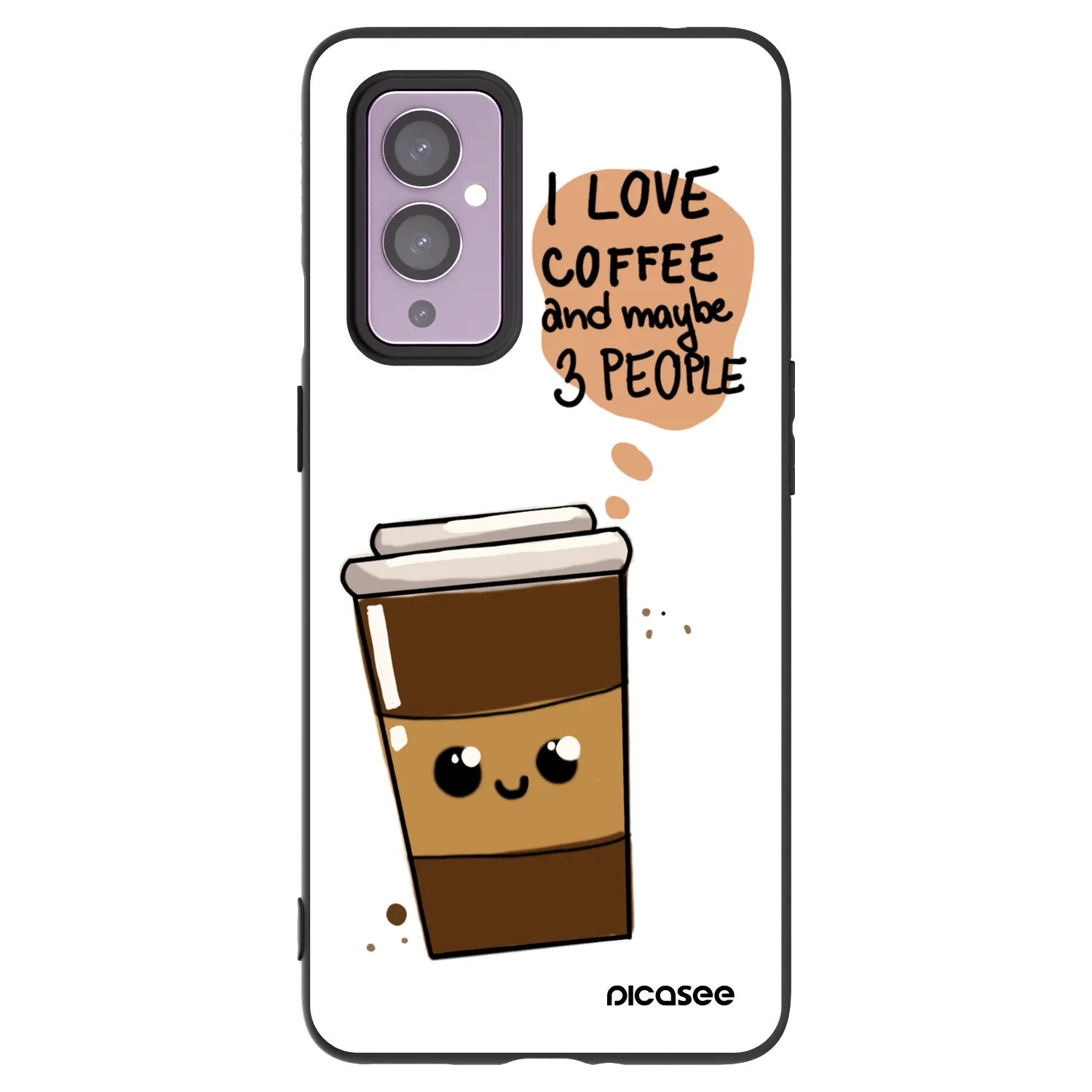 Picasee crna silikonska maskica za OnePlus 9 - Cute coffee