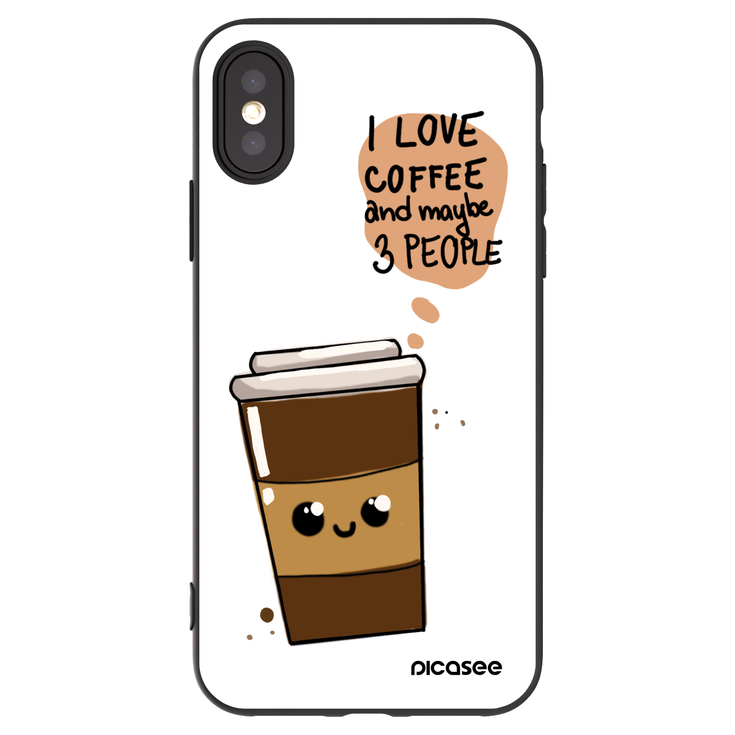 Picasee crna silikonska maskica za Apple iPhone X/XS - Cute coffee