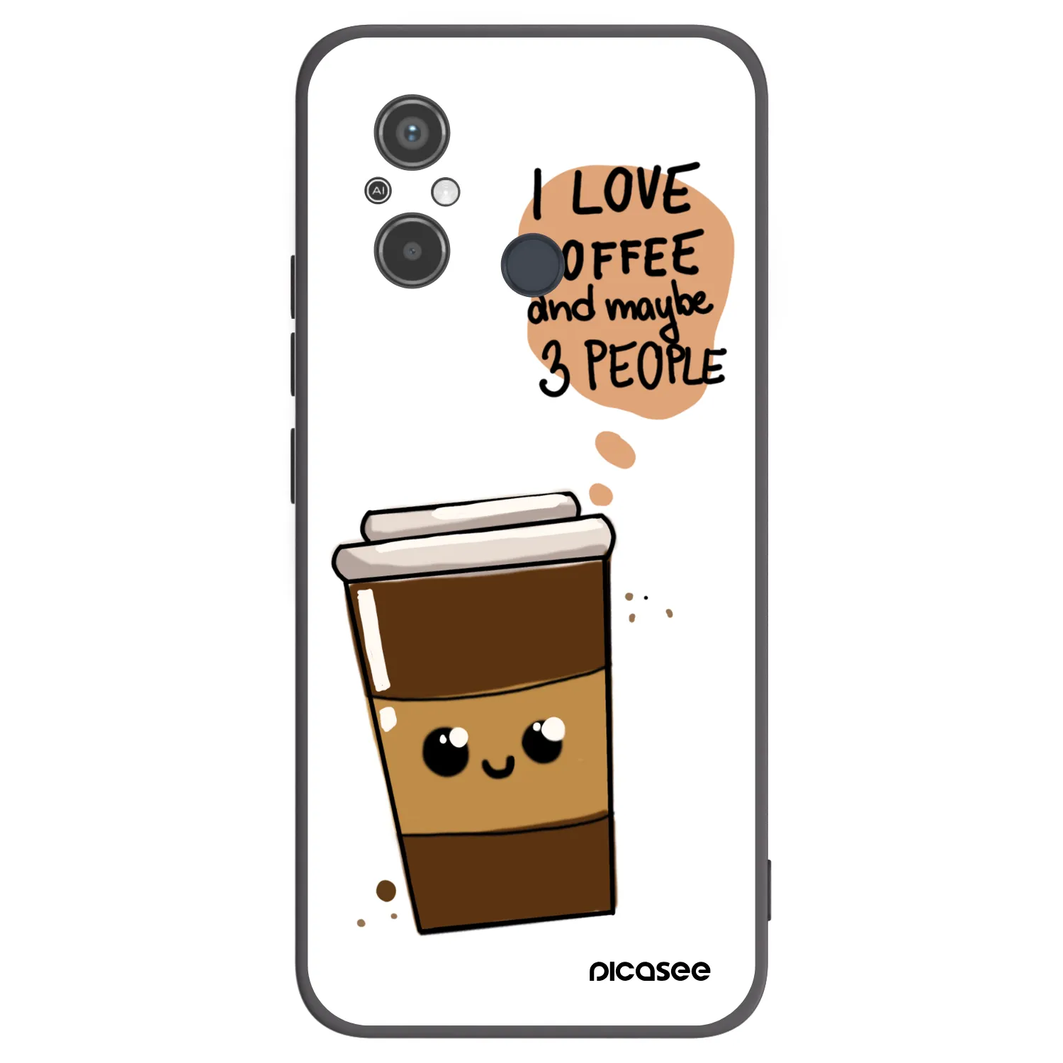 Picasee crna silikonska maskica za Xiaomi Redmi 12C - Cute coffee