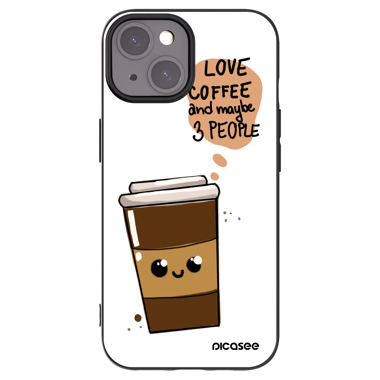 Picasee crna silikonska maskica za Apple iPhone 15 - Cute coffee