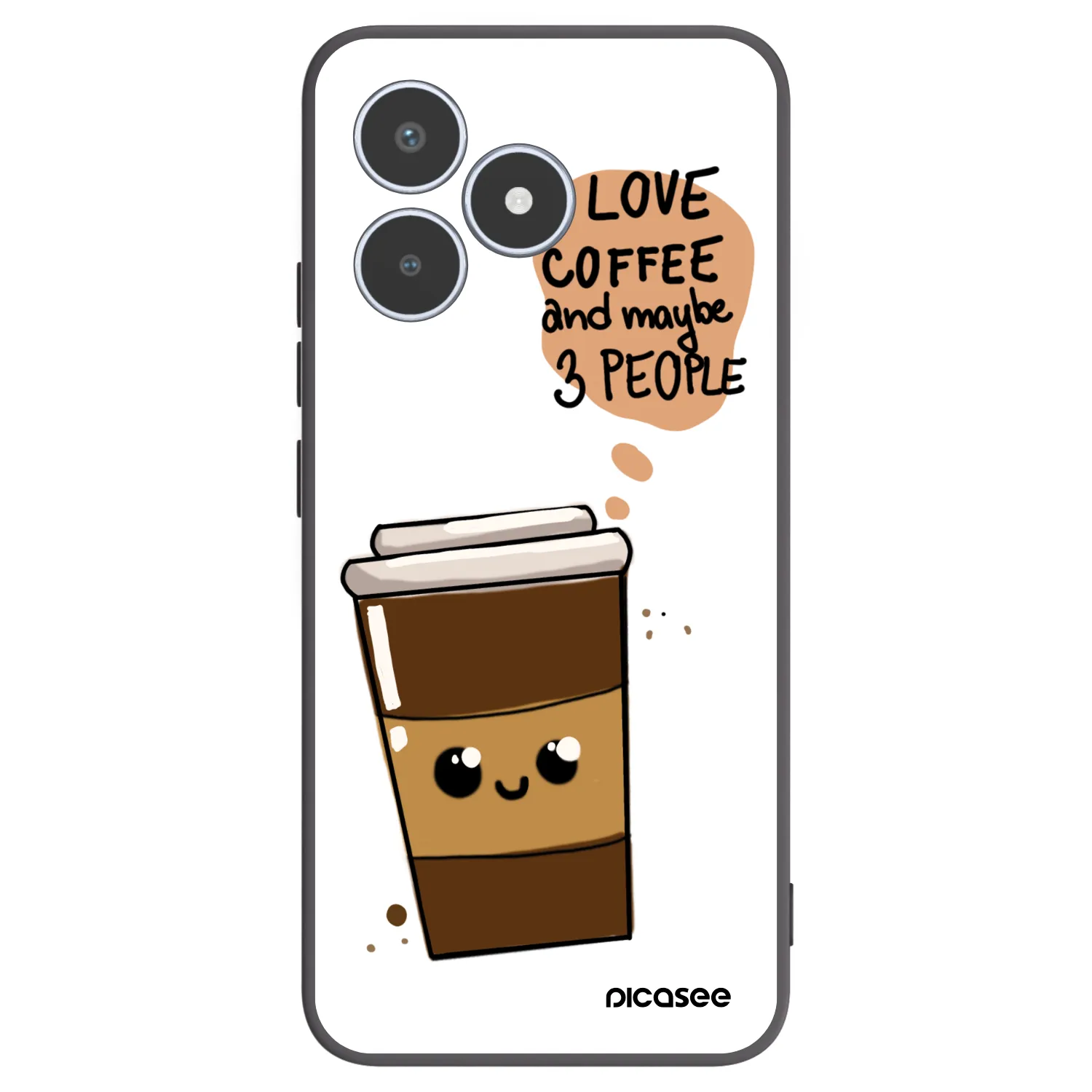 Picasee crna silikonska maskica za Realme C53 - Cute coffee