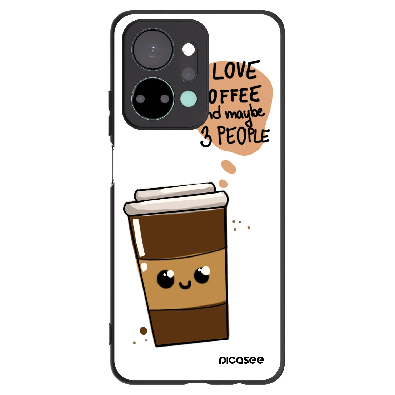 Picasee crna silikonska maskica za Honor X7a - Cute coffee