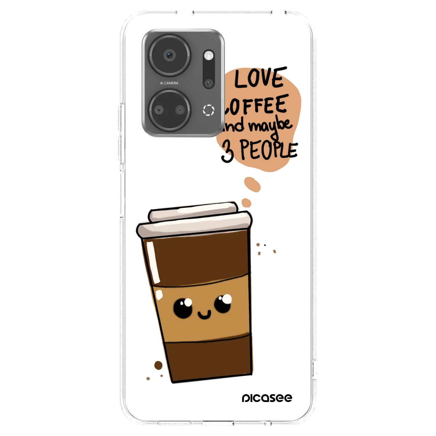 Picasee silikonska prozirna maskica za Honor X7a - Cute coffee