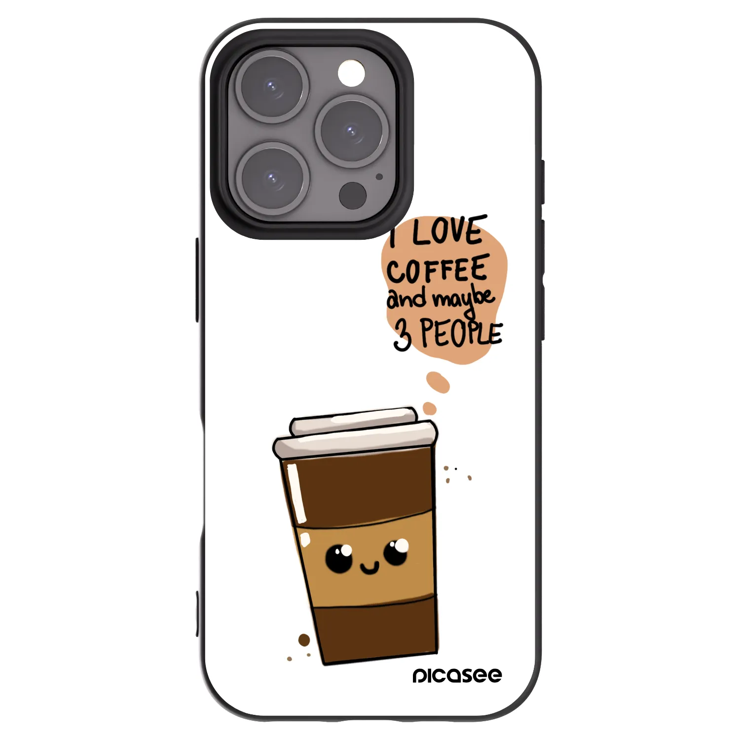 Picasee crna silikonska maskica za Apple iPhone 16 Pro - Cute coffee