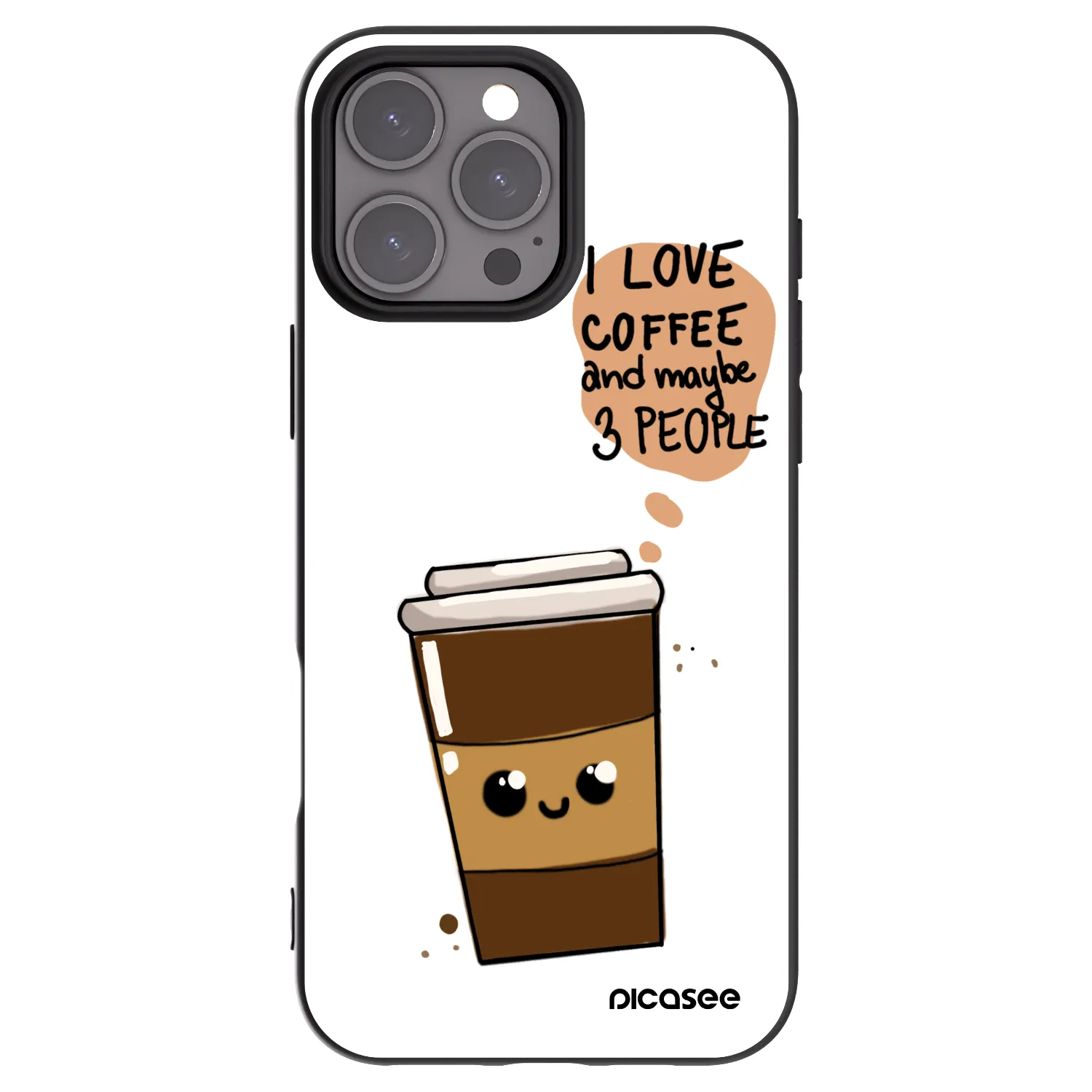 Picasee crna silikonska maskica za Apple iPhone 16 Pro Max - Cute coffee