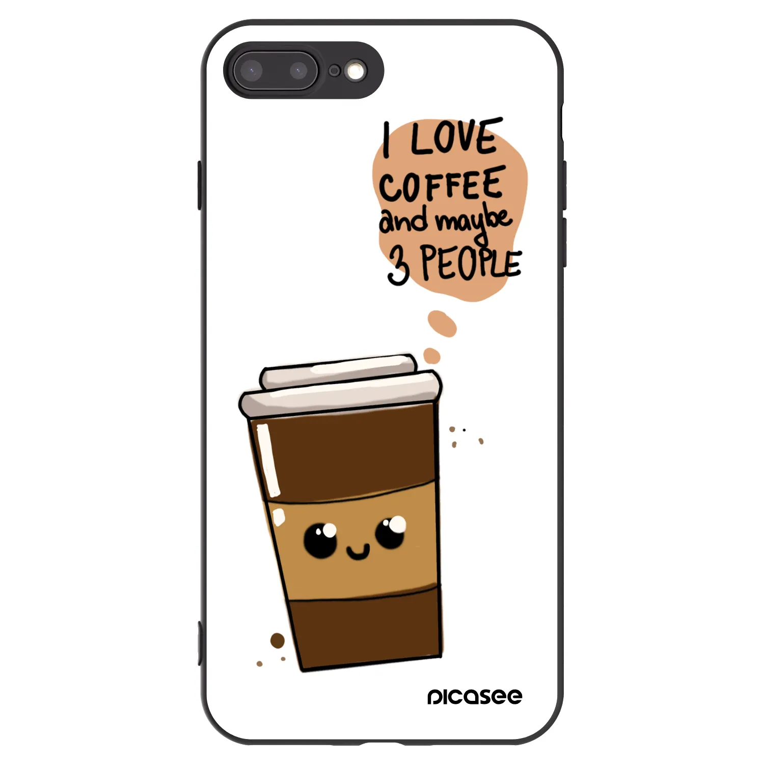Picasee crna silikonska maskica za Apple iPhone 7 Plus - Cute coffee