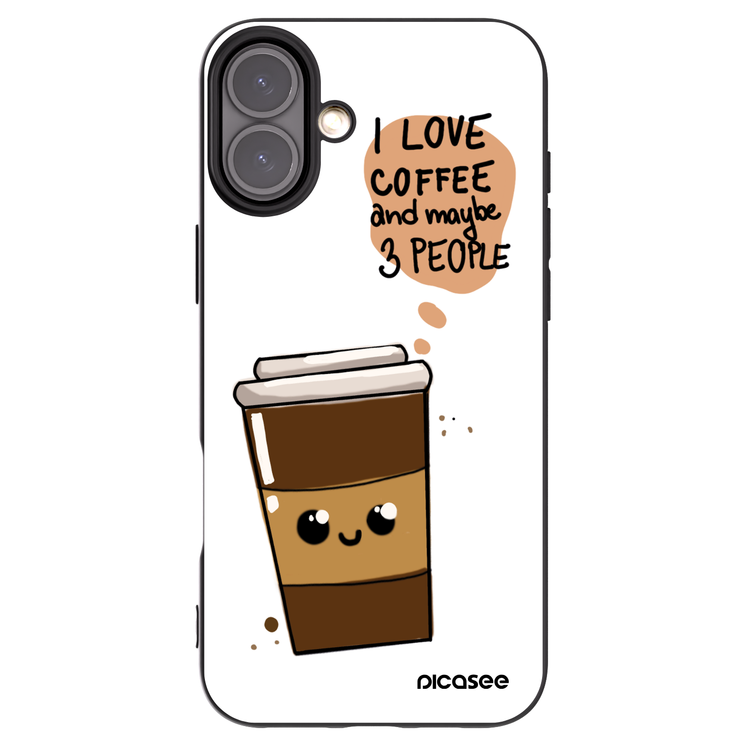 Picasee crna silikonska maskica za Apple iPhone 16 Plus - Cute coffee