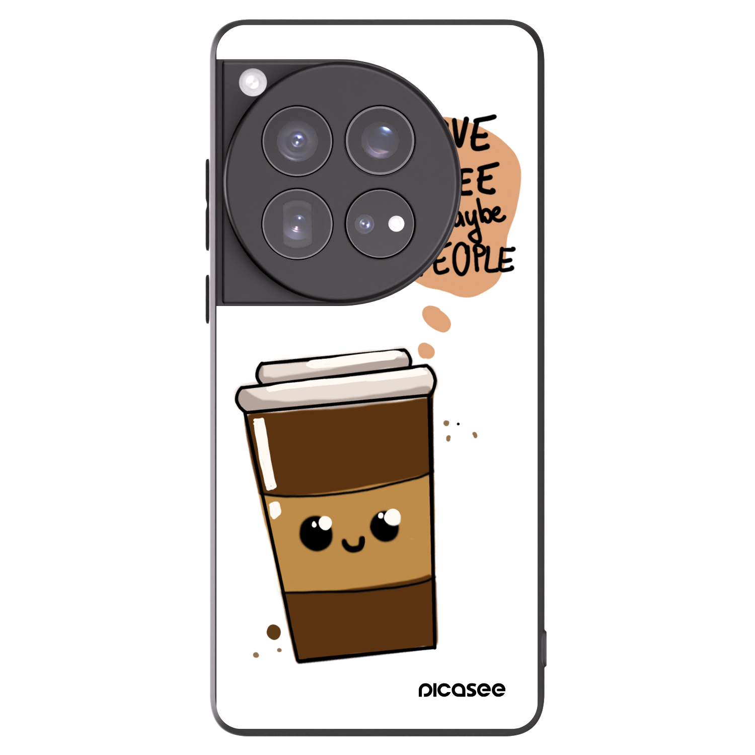 Picasee crna silikonska maskica za OnePlus 12 5G - Cute coffee