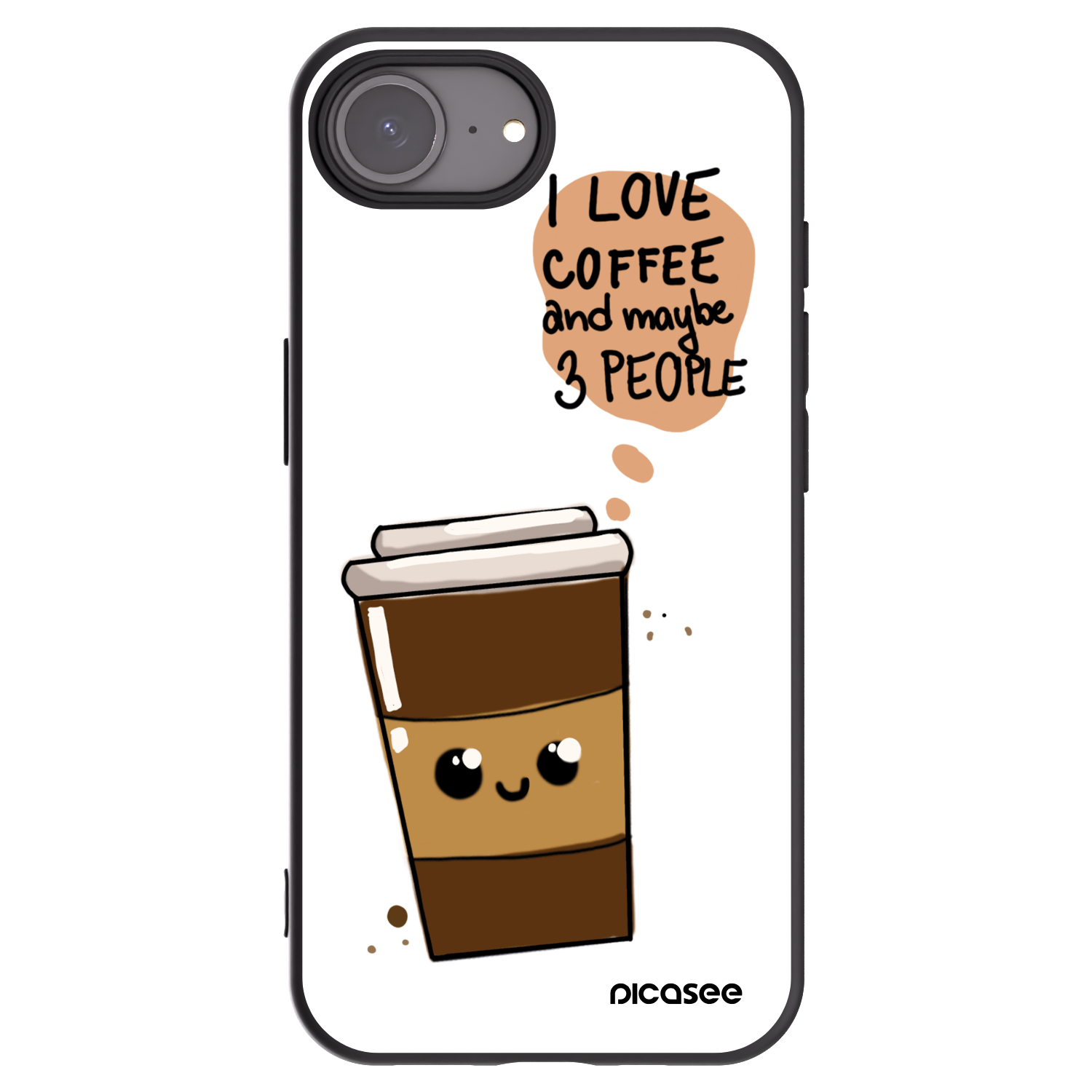 Picasee crna silikonska maskica za Apple iPhone 16e - Cute coffee