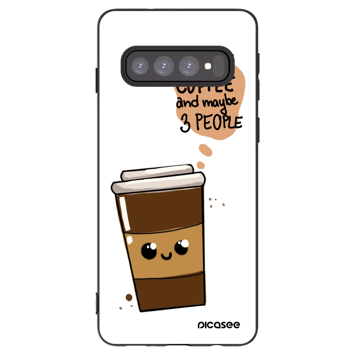 Picasee crna silikonska maskica za Samsung Galaxy S10 G973 - Cute coffee