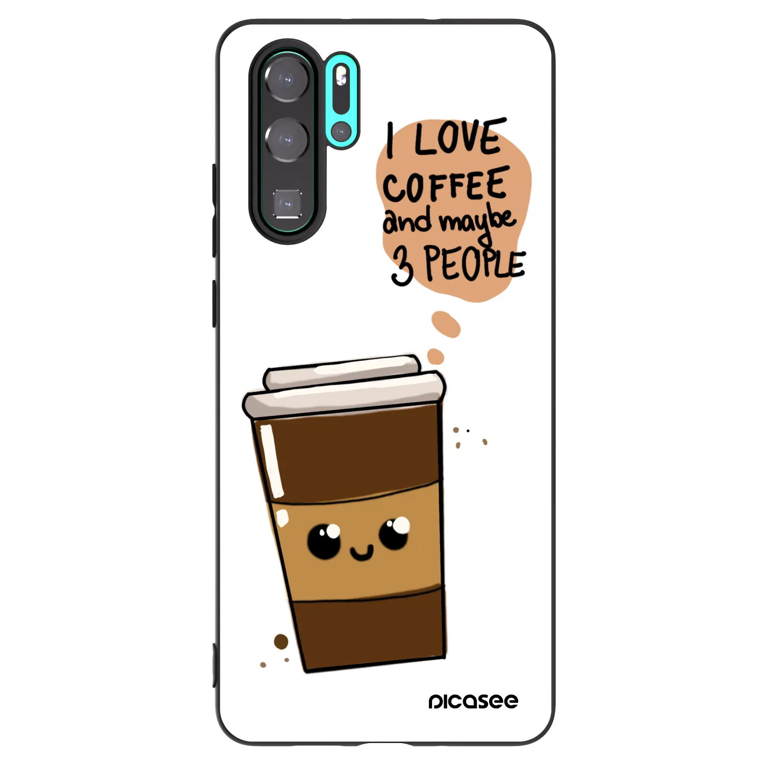 Picasee crna silikonska maskica za Huawei P30 Pro - Cute coffee
