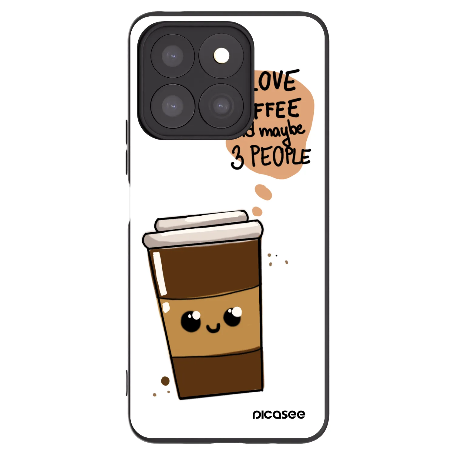Picasee crna silikonska maskica za Honor X8c - Cute coffee