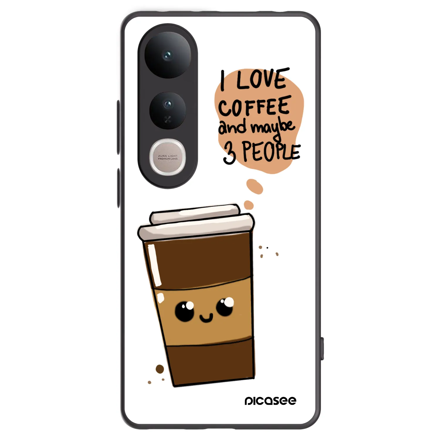 Picasee crna silikonska maskica za Vivo V50 Lite 5G - Cute coffee