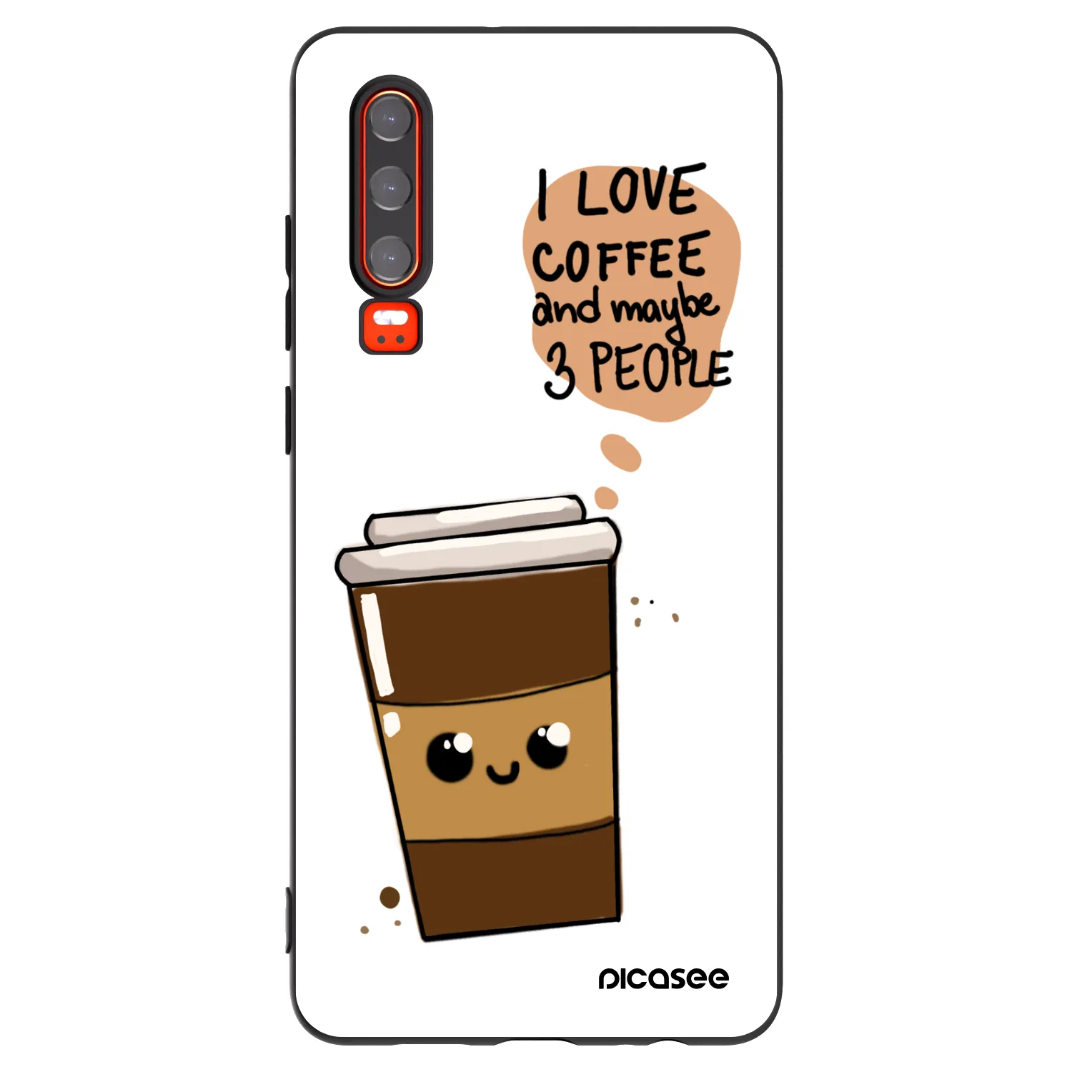 Picasee crna silikonska maskica za Huawei P30 - Cute coffee