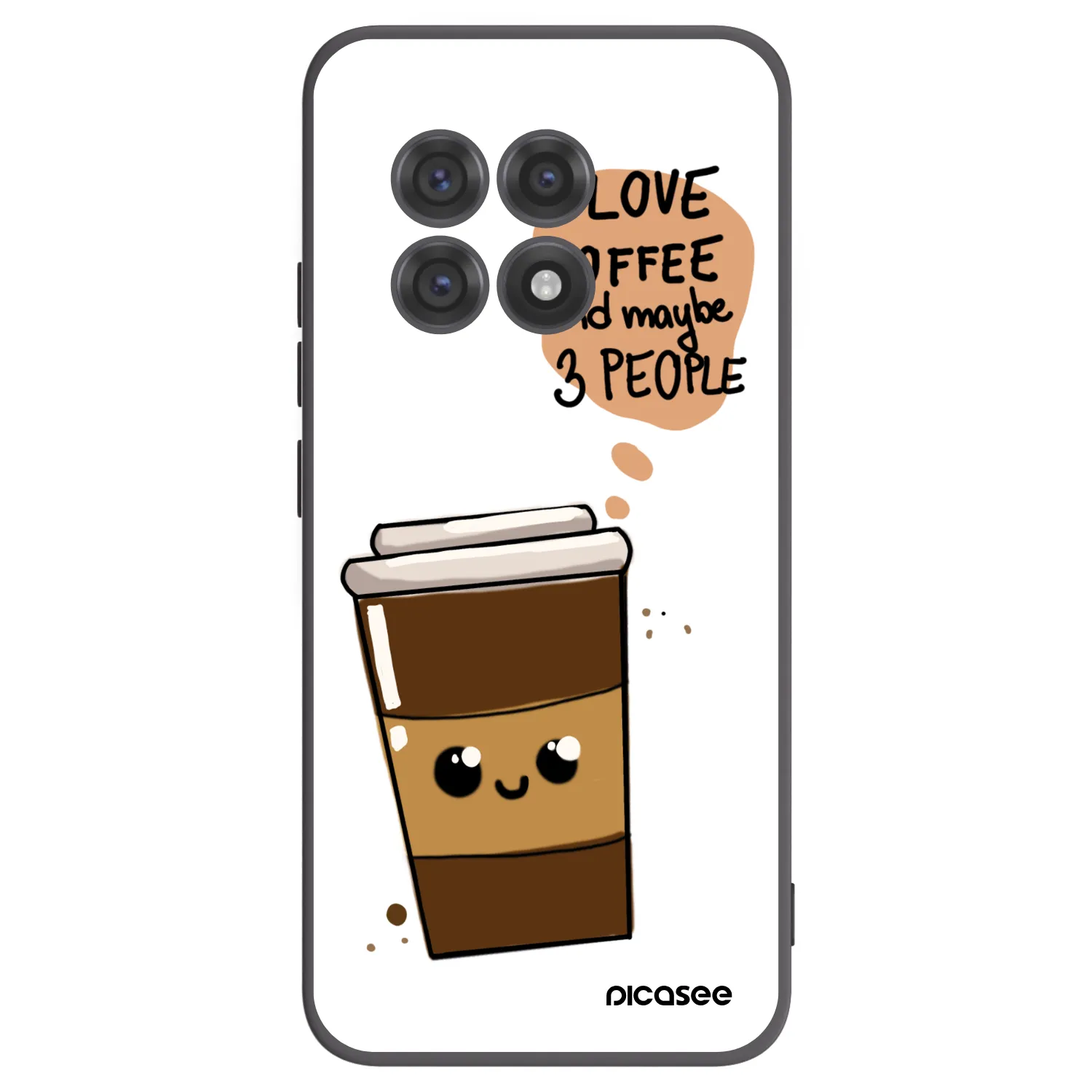 Picasee crna silikonska maskica za OnePlus 13R 5G - Cute coffee