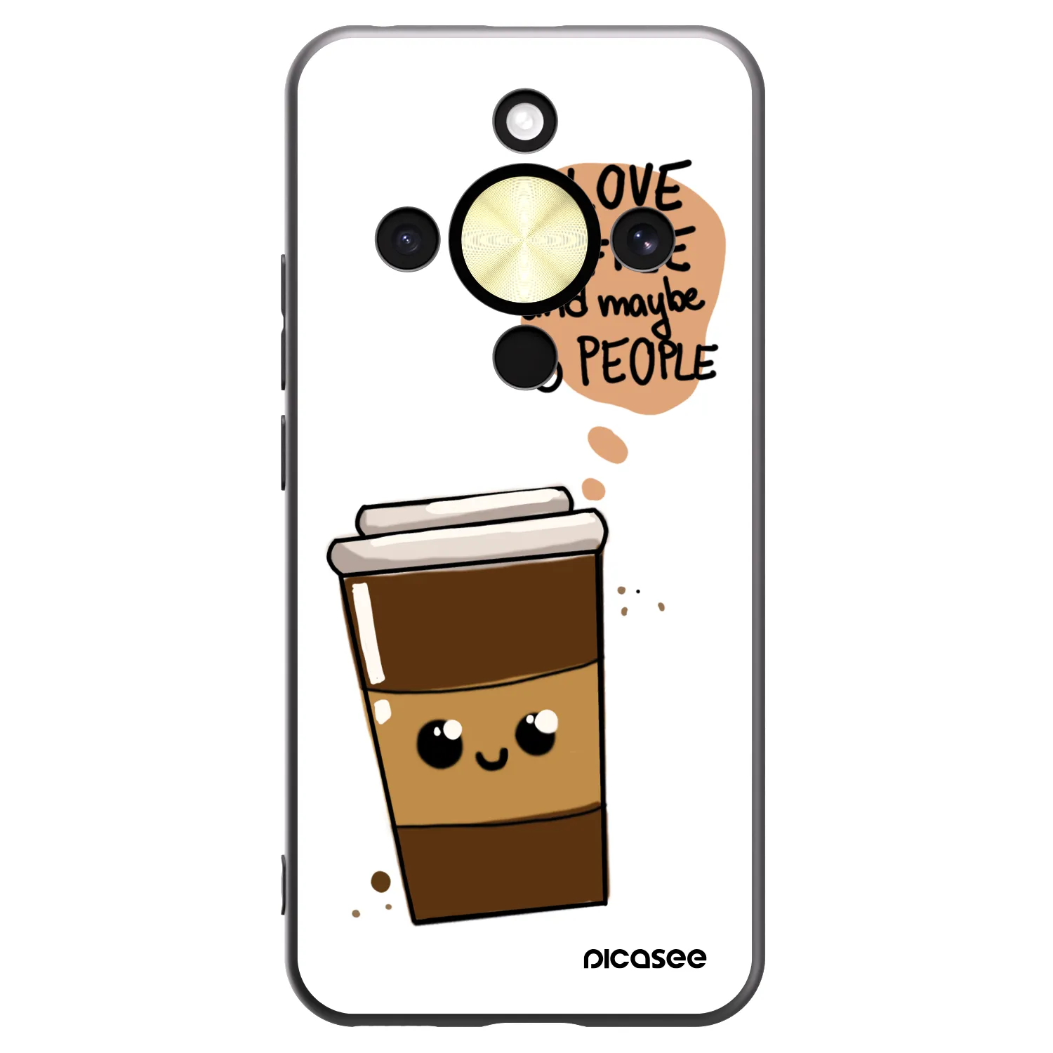 Picasee crna silikonska maskica za Honor Magic8 Lite 5G - Cute coffee