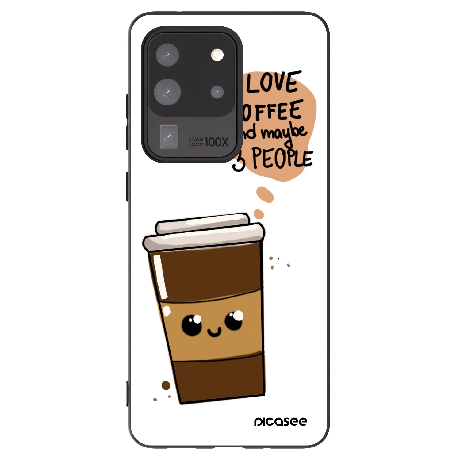 Picasee crna silikonska maskica za Samsung Galaxy S20 Ultra 5G G988F - Cute coffee