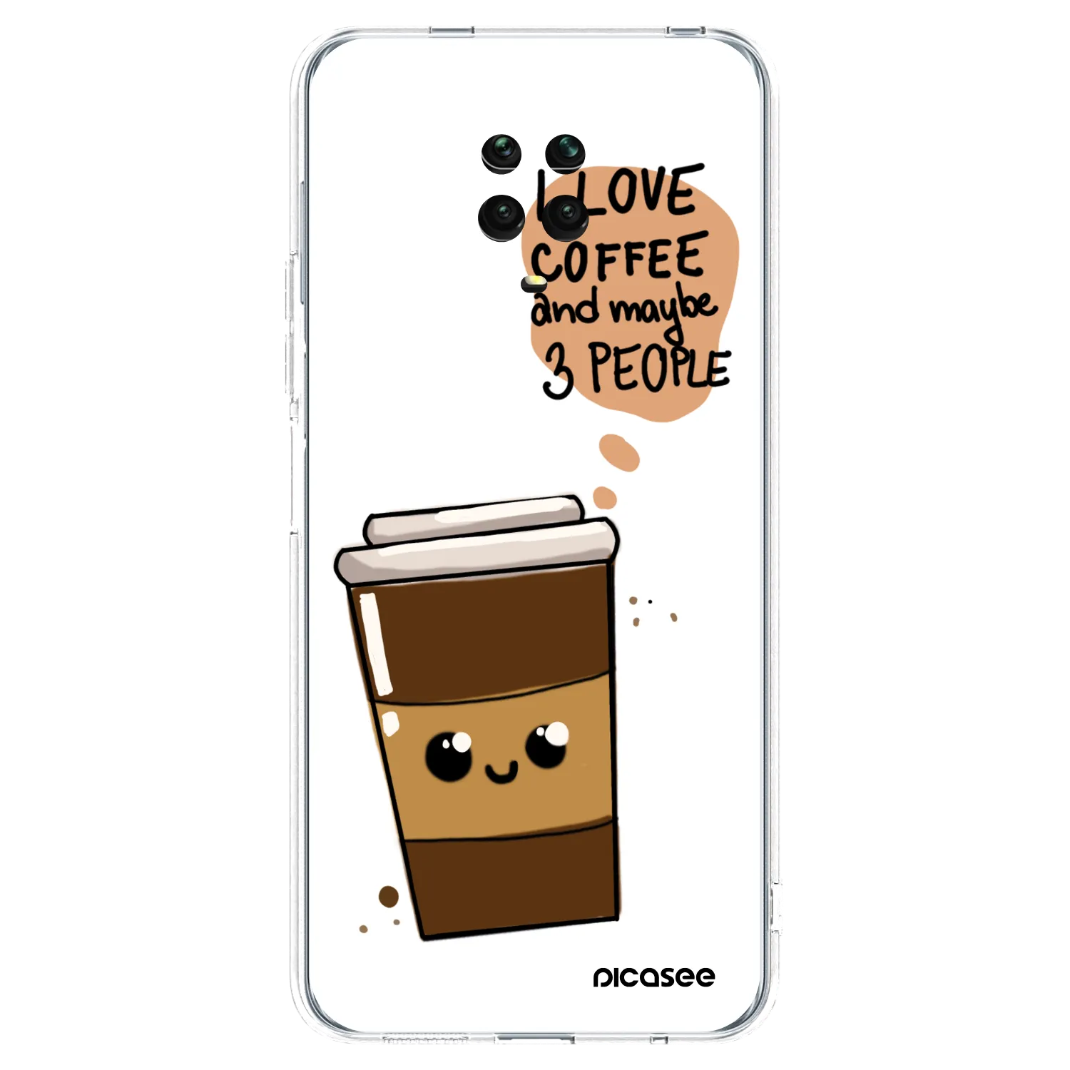 Picasee silikonska prozirna maskica za Xiaomi Redmi Note 9 Pro - Cute coffee