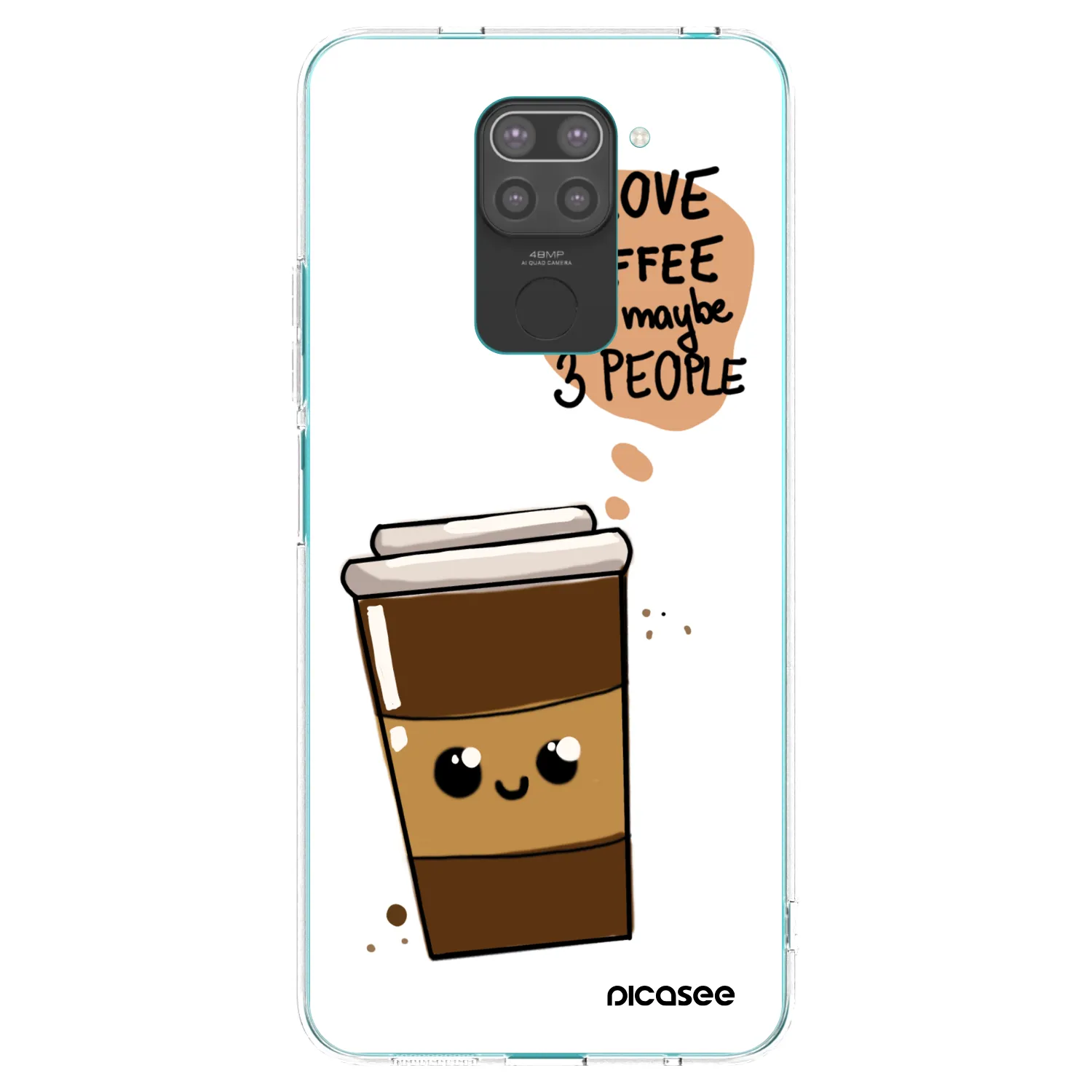 Picasee crna silikonska maskica za Xiaomi Redmi Note 9 - Cute coffee