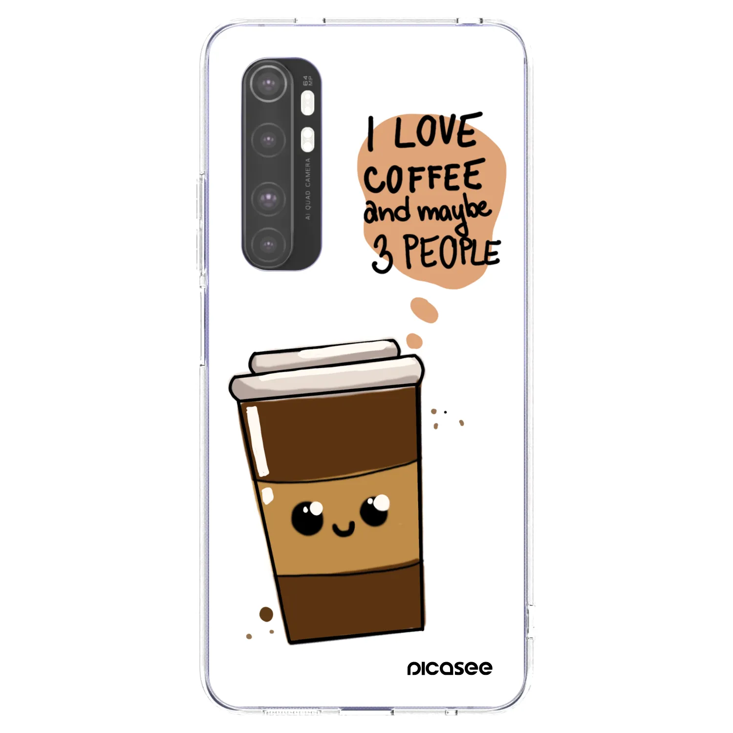 Picasee silikonska prozirna maskica za Xiaomi Mi Note 10 Lite - Cute coffee