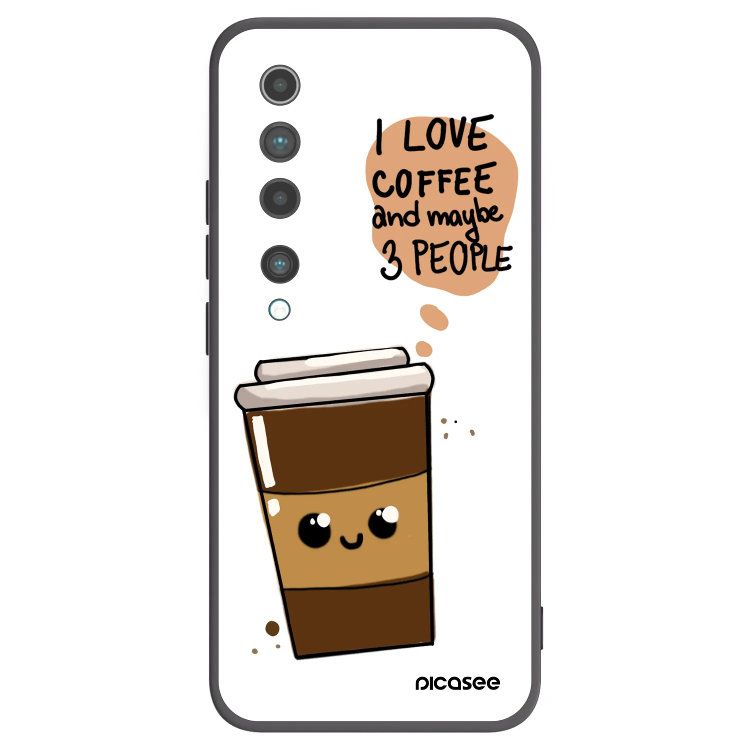Picasee crna silikonska maskica za Xiaomi Mi 10 - Cute coffee