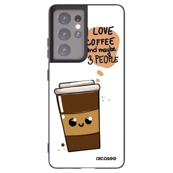 Picasee crna silikonska maskica za Samsung Galaxy S21 Ultra 5G G998B - Cute coffee