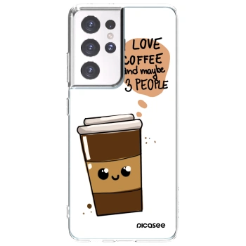 Picasee silikonska prozirna maskica za Samsung Galaxy S21 Ultra 5G G998B - Cute coffee
