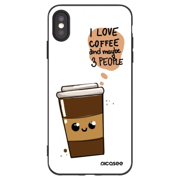 Picasee crna silikonska maskica za Apple iPhone XS Max - Cute coffee