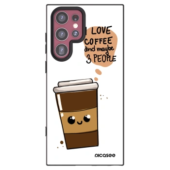 Picasee crna silikonska maskica za Samsung Galaxy S22 Ultra 5G - Cute coffee