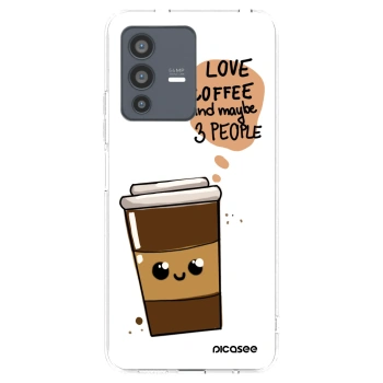Picasee silikonska prozirna maskica za Vivo V23 5G - Cute coffee