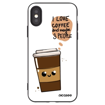 Picasee crna silikonska maskica za Apple iPhone X/XS - Cute coffee