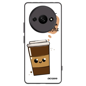 Picasee crna silikonska maskica za Xiaomi Redmi A3 - Cute coffee