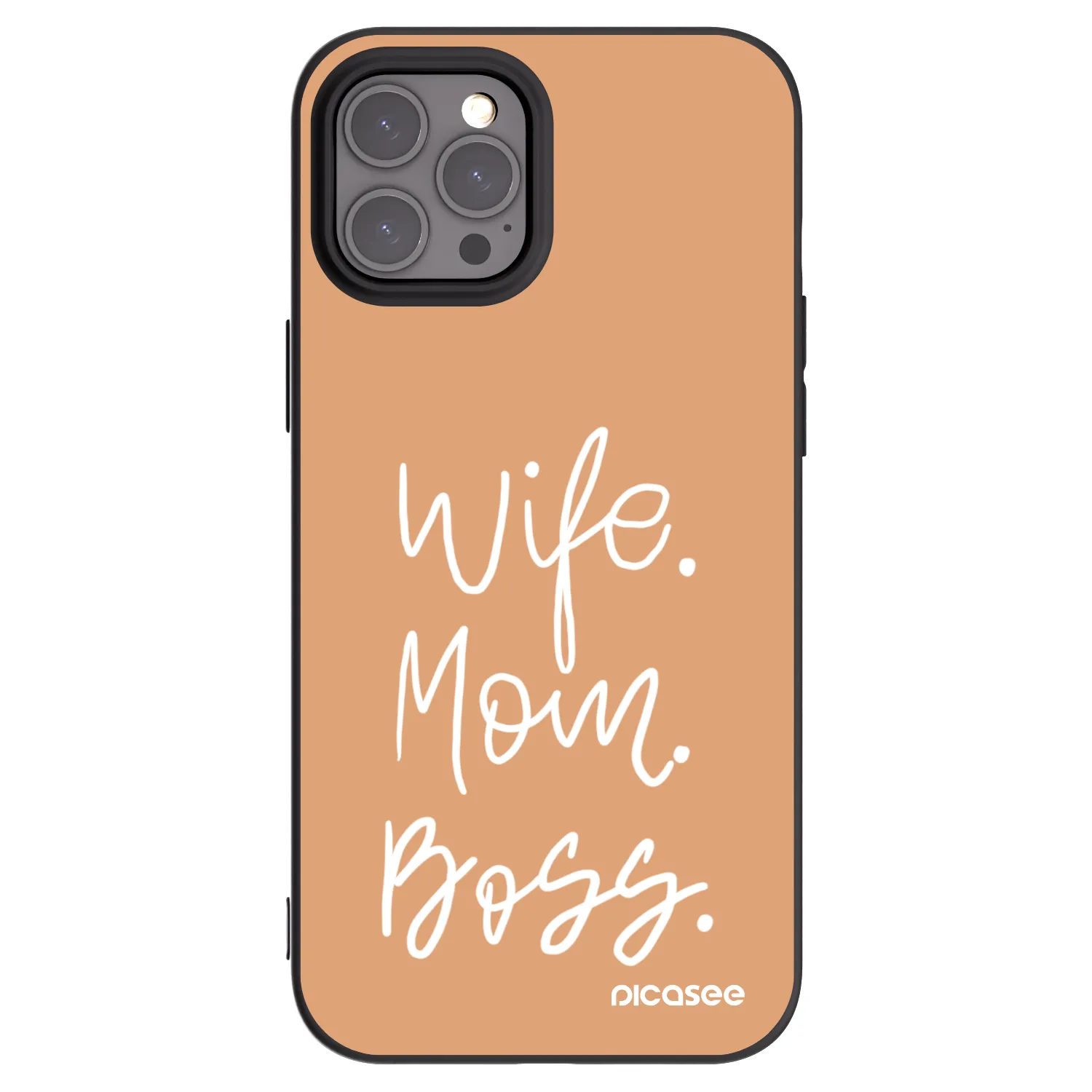 Picasee crna silikonska maskica za Apple iPhone 12 Pro Max - Boss Mama