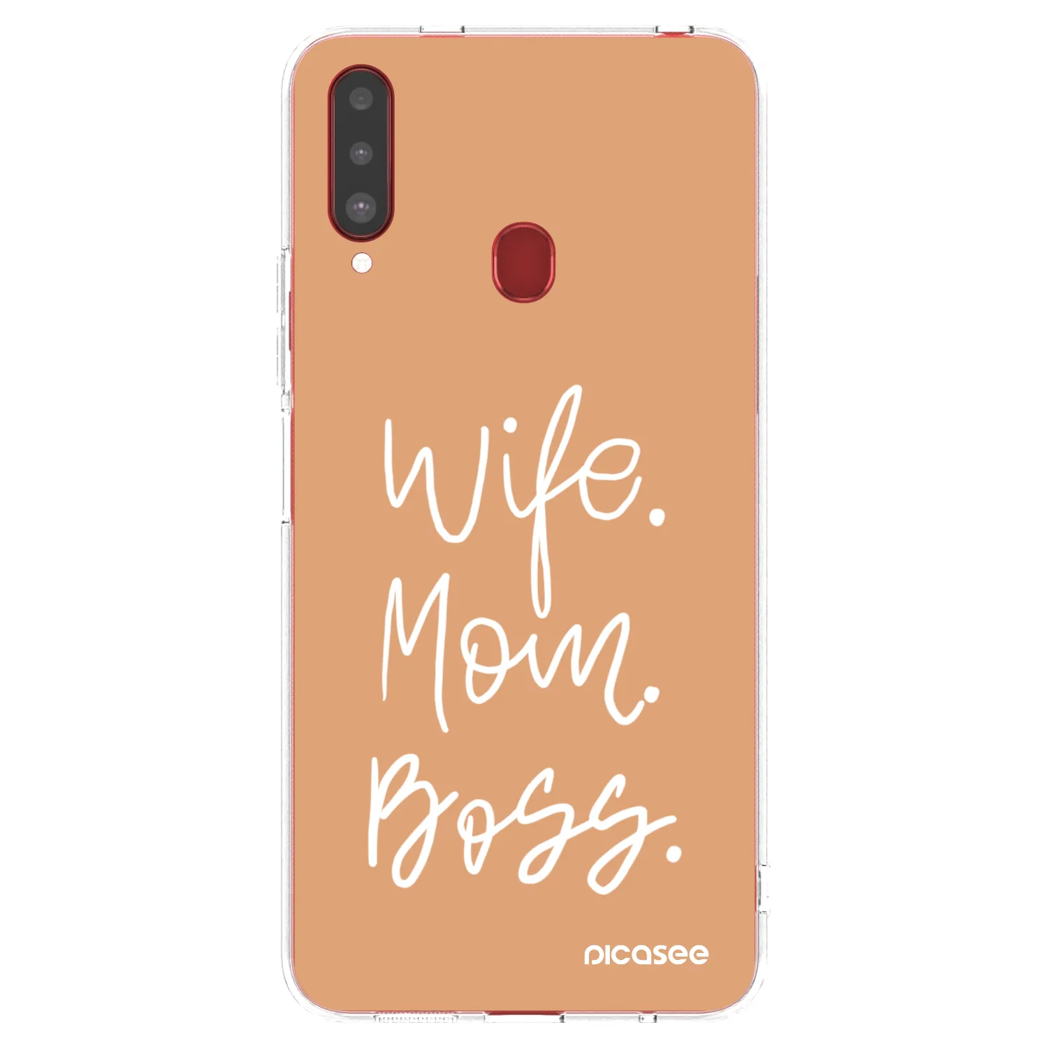 Picasee silikonska prozirna maskica za Samsung Galaxy A20s - Boss Mama