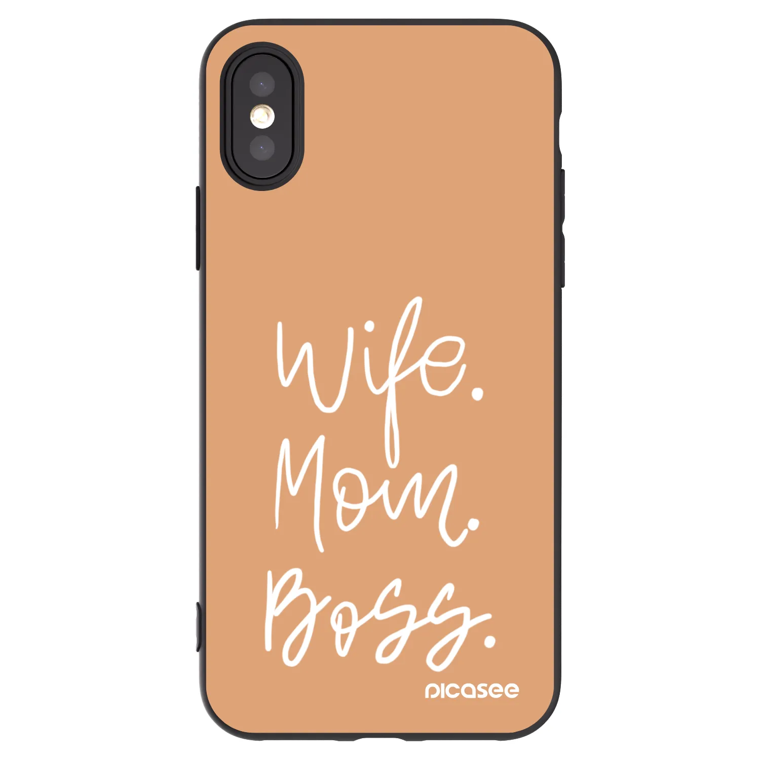 Picasee crna silikonska maskica za Apple iPhone X/XS - Boss Mama
