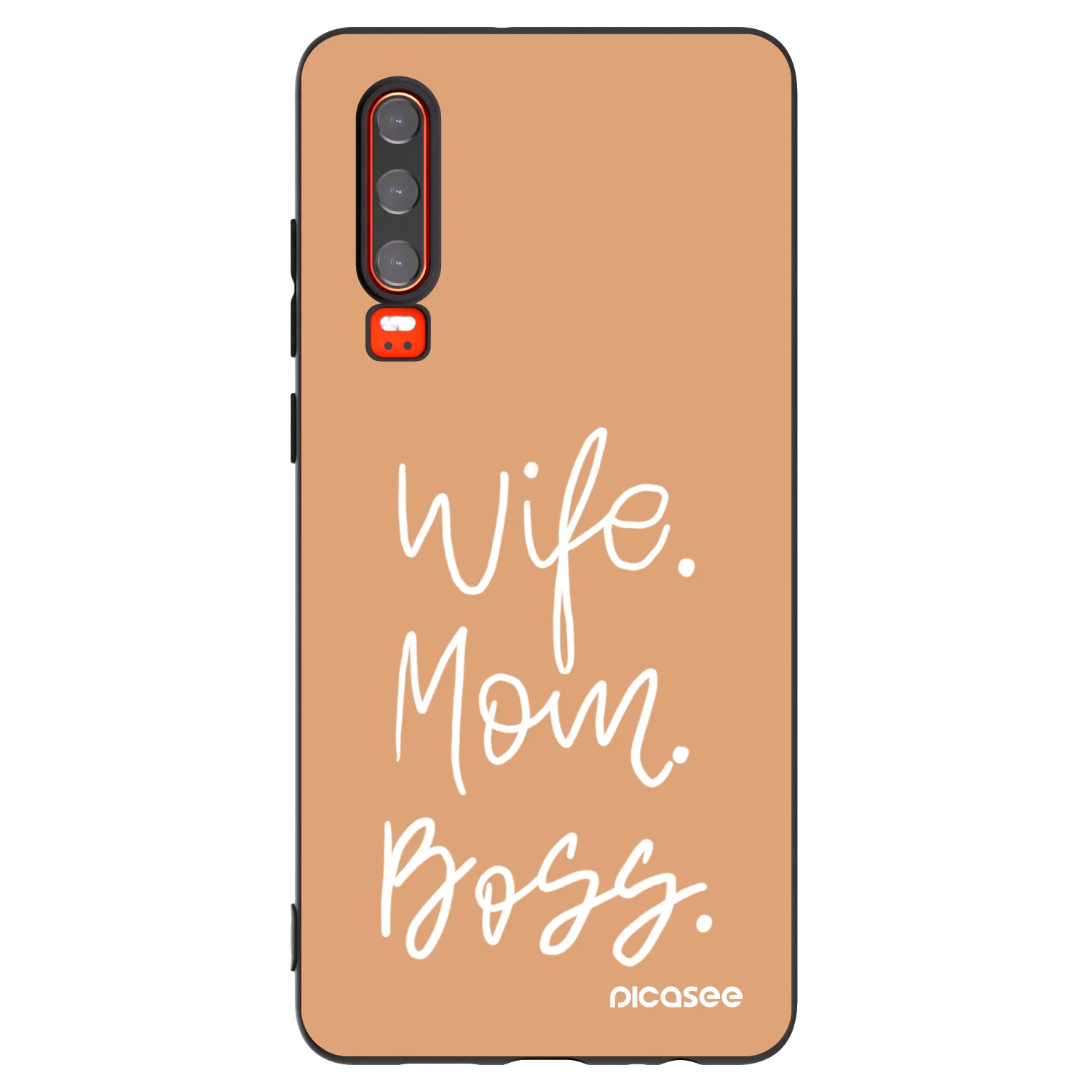 Picasee crna silikonska maskica za Huawei P30 - Boss Mama