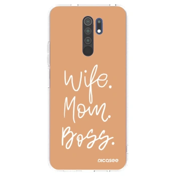 Picasee silikonska prozirna maskica za Xiaomi Redmi 9 - Boss Mama