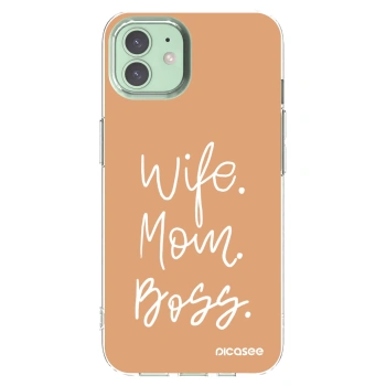 Picasee silikonska prozirna maskica za Apple iPhone 12 - Boss Mama
