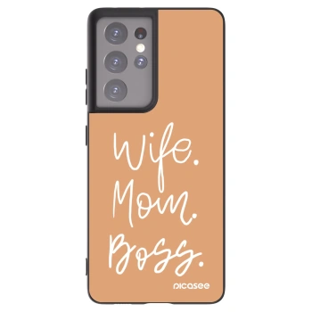 Picasee crna silikonska maskica za Samsung Galaxy S21 Ultra 5G G998B - Boss Mama