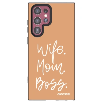 Picasee crna silikonska maskica za Samsung Galaxy S22 Ultra 5G - Boss Mama