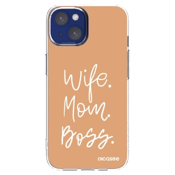 Picasee silikonska prozirna maskica za Apple iPhone 14 - Boss Mama