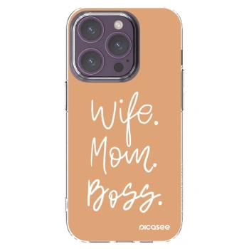 Picasee silikonska prozirna maskica za Apple iPhone 14 Pro - Boss Mama
