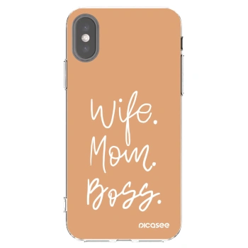 Picasee silikonska prozirna maskica za Apple iPhone X/XS - Boss Mama