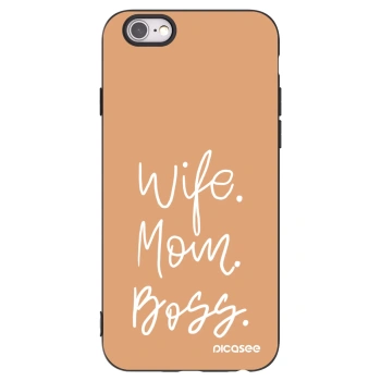Picasee crna silikonska maskica za Apple iPhone 6/6S - Boss Mama