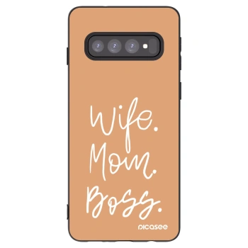 Picasee crna silikonska maskica za Samsung Galaxy S10 G973 - Boss Mama