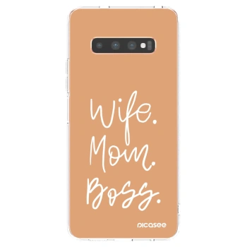 Picasee silikonska prozirna maskica za Samsung Galaxy S10 Plus G975 - Boss Mama